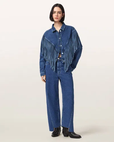 Allsaints Cotton Fox Loose Fit Denim Jeans In Blue
