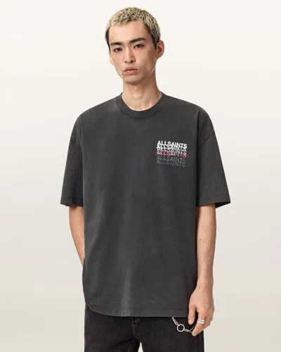 Allsaints Cotton Graphene Oversized Graphic T-shirt In Black