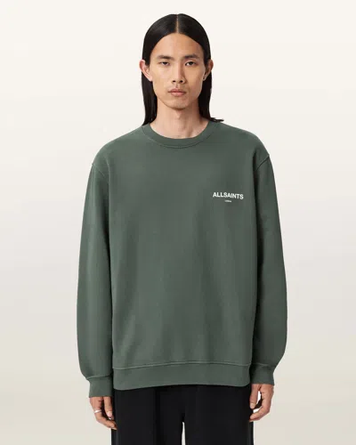 Allsaints Cotton Halcyon Crew Neck Sweatshirt In Green