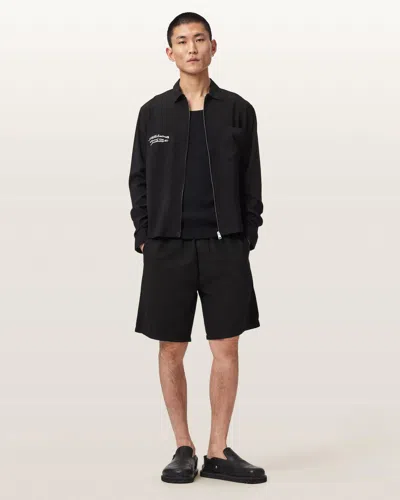 Allsaints Cotton Hanbury Linen Blend Relaxed Fit Shorts In Black