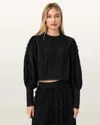 Allsaints Hart Lace Embroidered Bishop Sleeve Top In Black