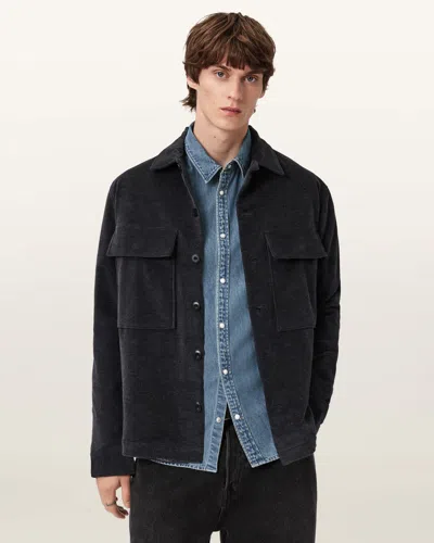 Allsaints Cotton Hawker Long Sleeve Shirt In Blue