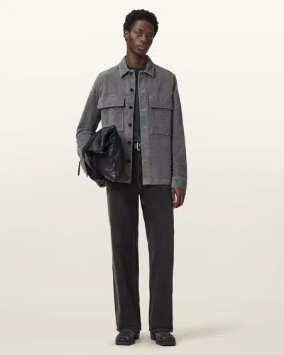 Allsaints Cotton Hawker Long Sleeve Shirt In Gray