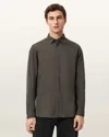 Allsaints Hawthorne Ramskull Stretch Fit Shirt In Brown