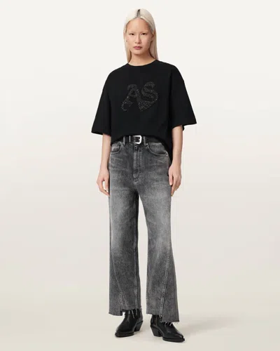 Allsaints Cotton Icon Amelie Oversized Embellished T-shirt In Black