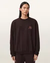 Allsaints Cotton Icon Oversized Crew Neck Sweatshirt In Brown