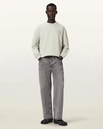 Allsaints Cotton Insignia Crew Neck Cotton Sweatshirt In Gray