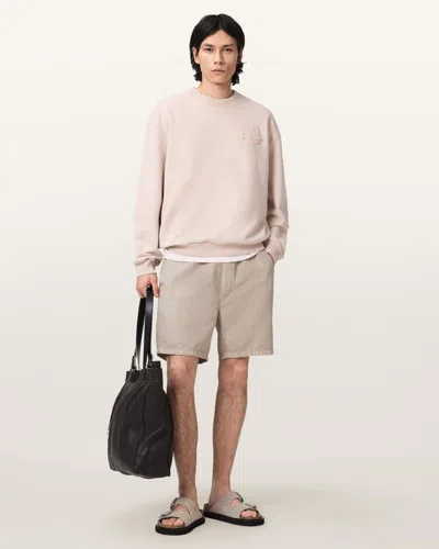 Allsaints Cotton Insignia Crew Neck Cotton Sweatshirt In Pink