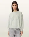 Allsaints Womens Sea Green Pippa Snarl Logo-embroidered Cotton Sweatshirt