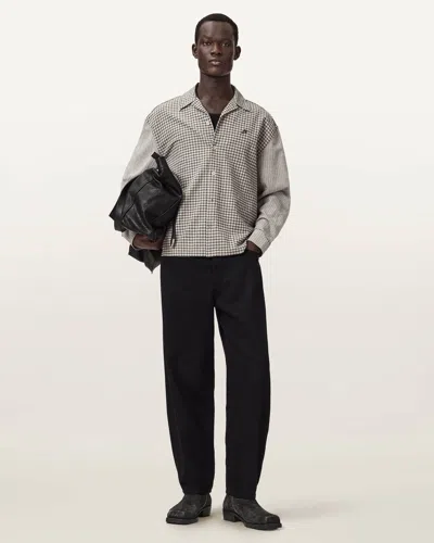 Allsaints Cotton Kage Oversized Long Sleeve Check Shirt In White