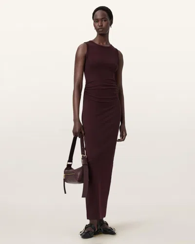 Allsaints Cotton Katrina Bodycon Maxi Dress In Red
