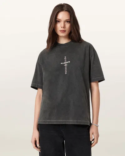 Allsaints Knox Etta Cotton Graphic T-shirt In Black