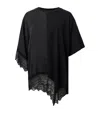 Allsaints Womens Black Lenny Round-neck Lace-embroidered Cotton T-shirt In Black