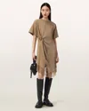 Allsaints Womens Butternut Brow Lana Lace-trim Woven Mini Dress In Brown
