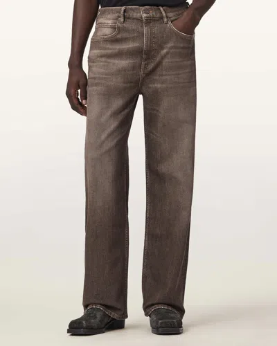 Allsaints Cotton Lenny Loose Fit Wide Leg Denim Jeans In Brown