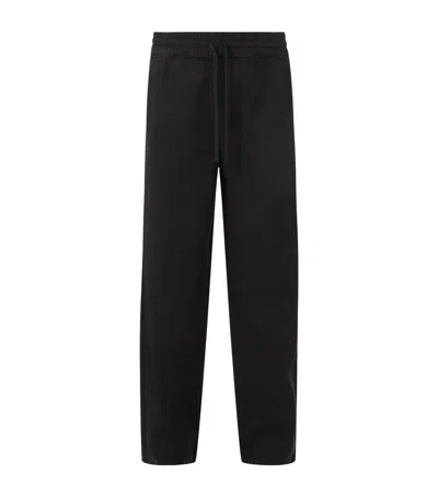 Allsaints Mens Jet Black Hanbury Straight-leg Mid-rise Cotton And Linen-blend Trousers