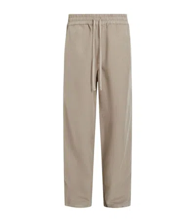 Allsaints Cotton-linen Hanbury Trousers In Brown