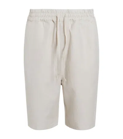 Allsaints Mens Milky Grey Hanbury Drawstring-waist Cotton And Linen-blend Shorts