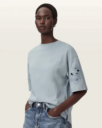 Allsaints Cotton Lola Amelie Oversized Cotton T-shirt In Blue