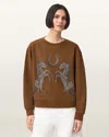Allsaints Cotton Luck Embellished Pippa Sweatshirt In Brown