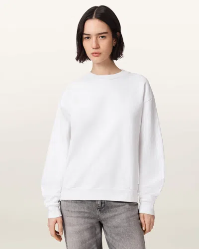 Allsaints Cotton Mabel Etta Oversized Sweatshirt In White