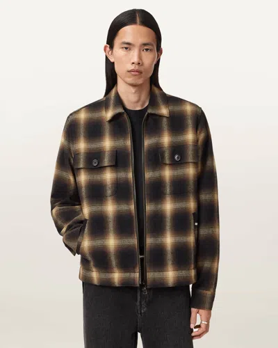 Allsaints Cotton Mathers Check Jacket In Blue