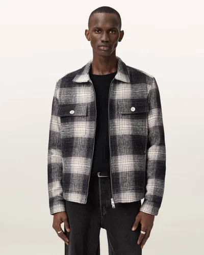 Allsaints Matheson Check Organic Cotton Jacket In Black