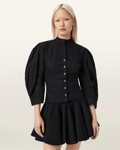 Allsaints Cotton Maud Lace Up Shirt In Black