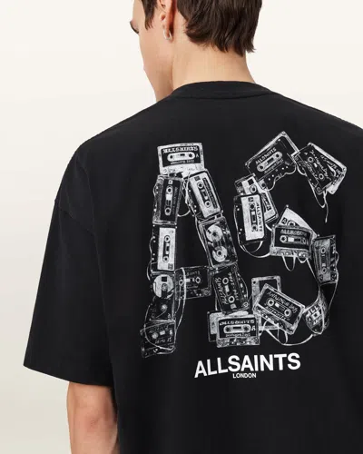 Allsaints Cotton Mixtape Oversized Graphic T-shirt In Black
