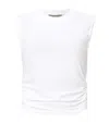 Allsaints Womens West Ruched Stretch Cotton-blend Top White In White