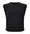 Allsaints Womens Black West Ruched Stretch Cotton-blend Top Xs In Black