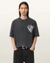 Allsaints Cotton Mysteries Oversized Graphic T-shirt In Gray