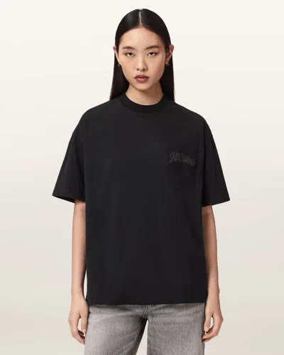 Allsaints Cotton Odyssey Etta Oversized T-shirt In Black