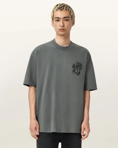 Allsaints Cotton Orlando Logo Print Oversized T-shirt In Green