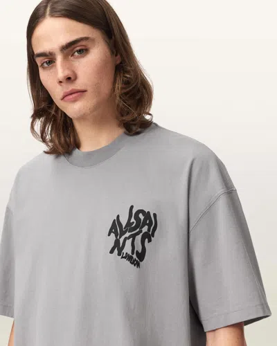 Allsaints Cotton Orlando Logo Print Oversized T-shirt In Gray