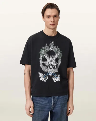 Allsaints Cotton Palm Ripper Short Sleeve Graphic T-shirt In Black