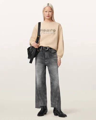 Allsaints Cotton Peace Pippa Embellished Sweatshirt In White