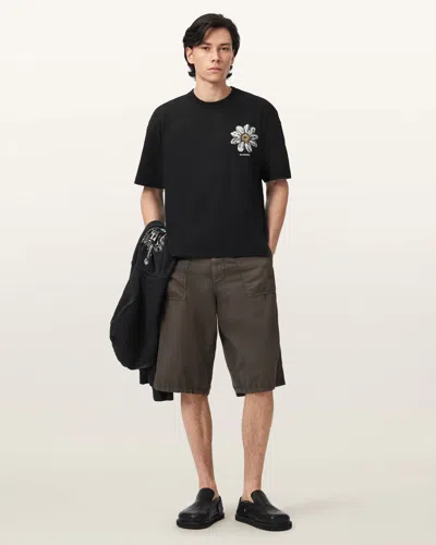 Allsaints Cotton Petals Oversized Short Sleeve Graphic T-shirt In Black