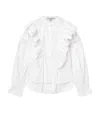 Allsaints Lulu Ruffle Ruched Cotton Button-up Shirt In White