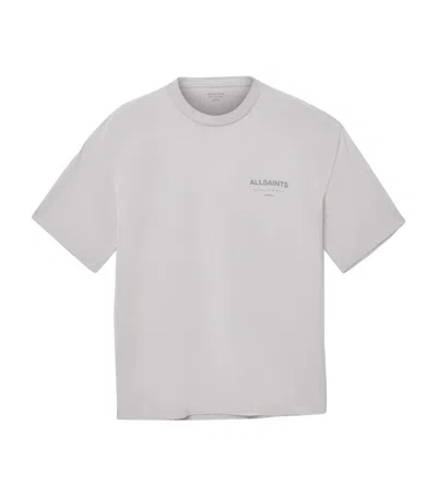 Allsaints Mens Carbon Grey Future Logo-print Short-sleeve Cotton T-shirt In Gray
