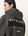 Allsaints Cotton Redact Zip Up Hoodie In Black