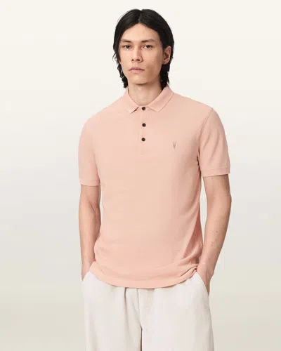 Allsaints Cotton Reform Short Sleeve Polo Shirt In Pink