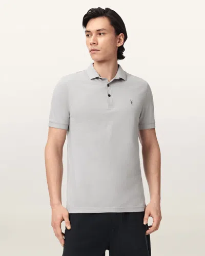 Allsaints Cotton Reform Short Sleeve Polo Shirts 2 Pack In Gray