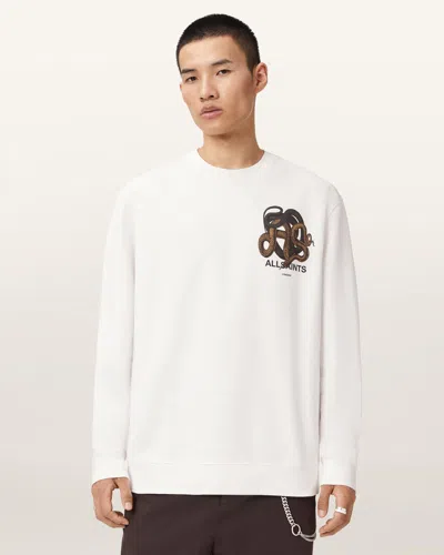 Allsaints Cotton Reticulate Long Sleeve T-shirt In White