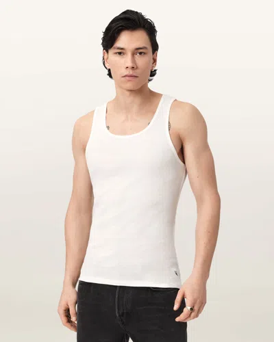Allsaints Cotton Ribbed Vest 2 Pack In White