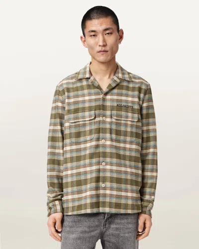 Allsaints Cotton Slam Long Sleeve Check Shirt In Brown