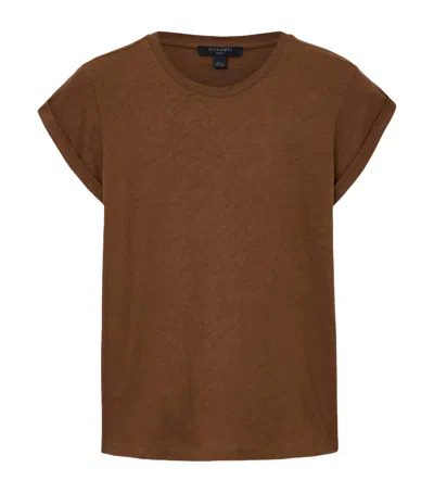 Allsaints Cotton Slim Anna T-shirt In Brown