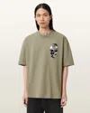 Allsaints Cotton Snakehead Oversized Graphic T-shirt In Green