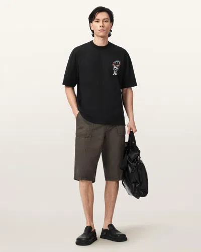 Allsaints Cotton Snakepit Oversized Short Sleeve Graphic T-shirt In Black