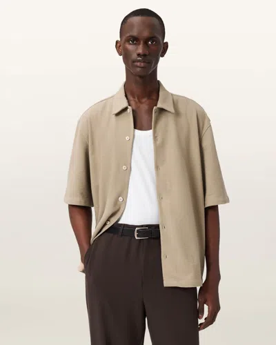 Allsaints Cotton Stallone Oversized Short Sleeve Shirt In Brown